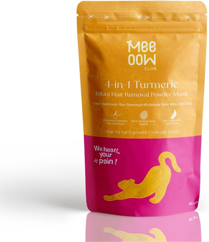 Fusiongadgetspk Painless Meow Body Hair Removal Wax Powder in a container, designed for effective hair removal on the body.